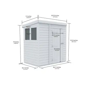 DIY Sheds 7x4 Pent Shed - Single Door Without Windows