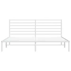 Berkfield Metal Bed Frame with Headboard White 183x213 cm