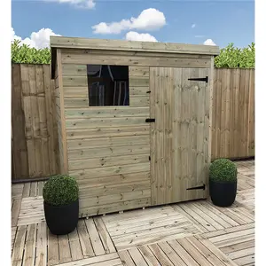 5 x 4 Garden Shed Pressure Treated T&G PENT Wooden Garden Shed - 1 Window + Single Door (5' x 4' / 5ft x 4ft) (5x4)