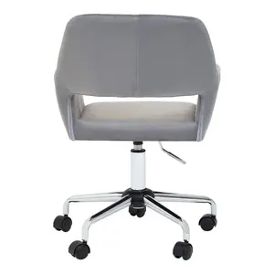 Interiors by Premier Brent Grey Velvet And Chrome Base Home Office Chair