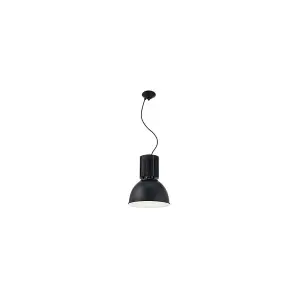 Luminosa Hangar 1 Light Adjustable Dome Ceiling Pendant Black, E27