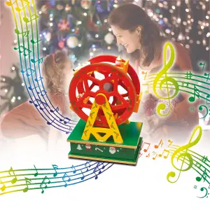 Home Festive Wooden Christmas Musical Ferris Wheel Music Box Ornament