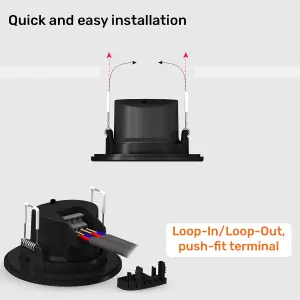 paul russells LED Downlight Black Tilt Recessed Ceiling Spotlight  4.8W 440 Lumens, IP44, Colour Changeable CCT3