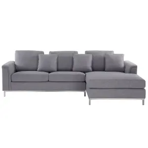 Left-Hand Corner Sofa OSLO Light Grey Fabric Left Hand