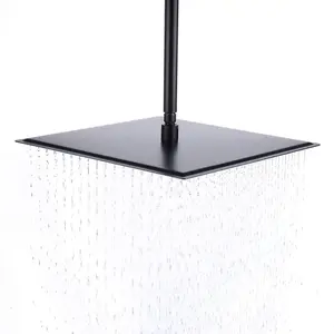 ENKI Matte Black Square Ultra Slim Stainless Steel Shower Head 400mm