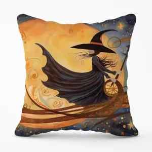 Whimsical Witch On A Broomstick Cushions 45cm x 45cm