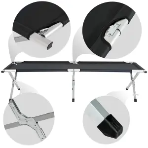 2 camping beds made of aluminium - black