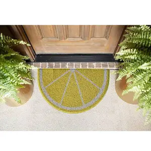 Nicoman Spaghetti Loofah Halfmoon Door Mat 70 x 44cm - Lemon