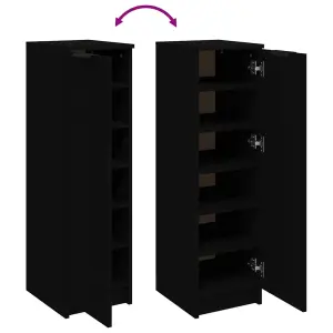 Berkfield Shoe Cabinet Black 30x35x100 cm Engineered Wood