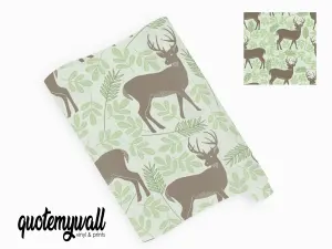 Deer & Leaf Pattern Vinyl Sticker Wrap For Furniture & Kitchen Worktops