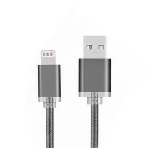 FX Powabud Braided USB Data Cable for Phone 6 and Pad Sync & Charge - Space Grey