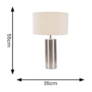 ValueLights Lexy Brushed Chrome Touch Table Lamp with Natural Drum Shade