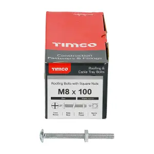 TIMCO Roofing Bolts & Square Nuts Silver - M8 x 100