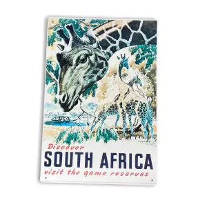 Vintage Metal Sign - Retro Travel Advertising, Visit South Africa