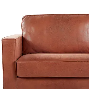 3 Seater Faux Leather Golden Brown SAVALEN