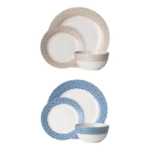 Interiors by Premier Avie Casablanca Blue Dinner Set