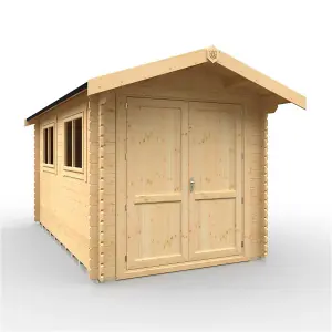 14ft x 8ft (4150mm x 2350mm) Horsforth "The Saint Paul" 28mm Log Cabin With 2 Opening Windows