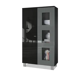 Mccombs Curio Cabinet Grey/Black / Without