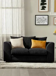 Chicago Jumbo Cord 2 Seater Sofa Black