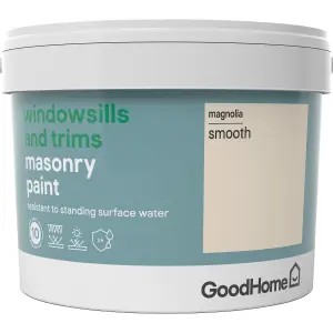 GoodHome Windowsills & trims Magnolia Smooth Matt Masonry paint, 2.5L