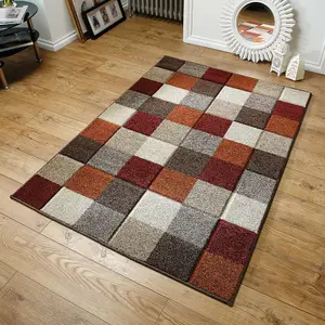 Chequered Geometric Modern Rug for Living Room, Bedroom and Dining Room-200cm X 285cm