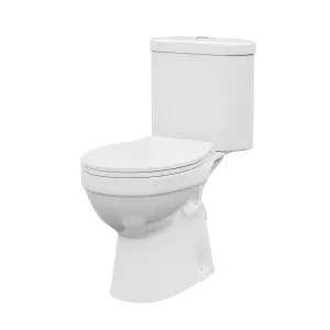 Nes Home Rimless Close-Coupled WC Toilet Pan and Soft Close Seat with Dual Flush