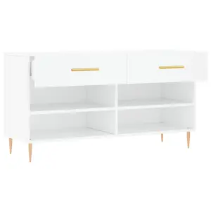 Berkfield Shoe Bench White 102x35x55 cm Engineered Wood