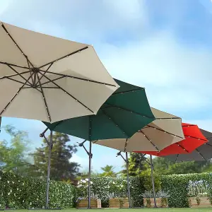 Garden Cantilever Solar LED Parasol & Cover Outdoor Umbrella 2.7m Crank Handle (Cream)