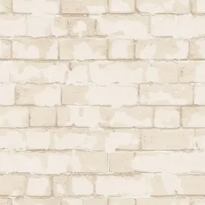 Galerie Nostalgie Cream Brick Wall Smooth Wallpaper