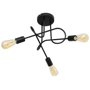 Luminosa Oxford Multi Arm Semi Flush Ceiling Light Black 50cm