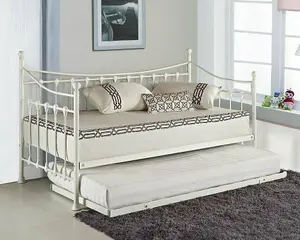 Daybed With Under Bed Guest Trundle White Guest Metal Day Bed 3ft Single Bed