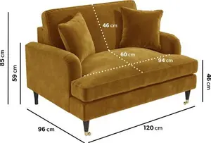 Mustard Velvet Love Seat - Payton