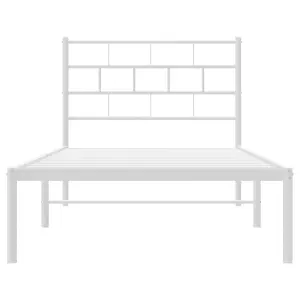 Berkfield Metal Bed Frame with Headboard White 107x203 cm