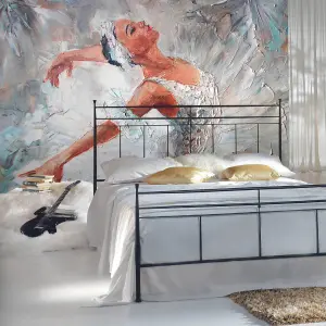 Origin Murals Ballerina Grey Matt Smooth Paste the Wall Mural 350cm Wide X 280cm High