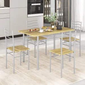 Costway 5 PCS Dining Table Set w/ Rectangular Tabletop Industrial Kitchen Table 4 Chairs Set