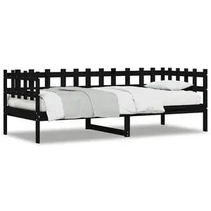 Berkfield Day Bed Black 90x190 cm Solid Wood Pine