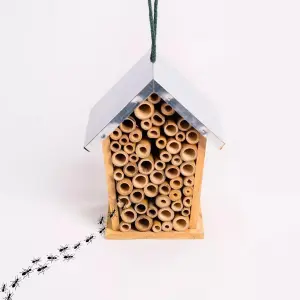 Insect House Wooden Garden Bug Home Natural Habitat Shelter Hotel Nesting Silver