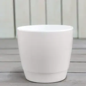 White Plastic House Plant Pot 14cm  x 3