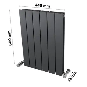 Ximax Vertirad Duplex HWD600445A Anthracite Gas Vertical Designer panel 1464BTU Radiator, (W)445mm x (H)600mm