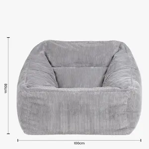 icon Morgan Corduroy Armchair Bean Bag and Footstool Set Grey Giant Bean Bag Chair