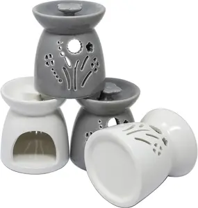 Set Of 4 Home Ceramic Oil Burner Melts Tea Light Candle Gift Aroma Flower 9cm