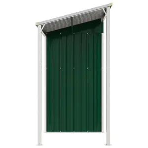 Broghin Garden Shed with Extended Roof Outdoor Tool Shed Storage Shed Steel Green