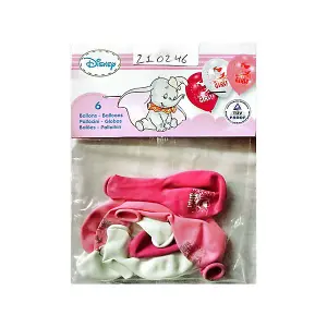 Dumbo Its A Girl Latex Balloons (Pack of 6) Pink/White (One Size)