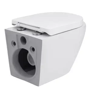 White Simple Wall Mounted Elongated Toilet without flush