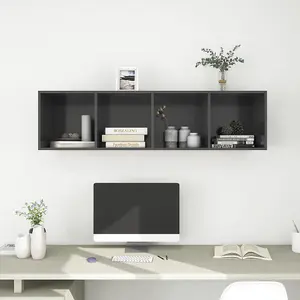 Berkfield Wall-mounted TV Cabinet Grey 37x37x142.5 cm Engineered Wood