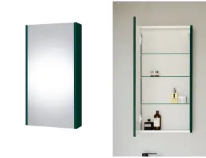 Bathroom Mirror Cabinet Washroom Cupboard Dark Green Slim 400mm Wall Storage Unit Avir