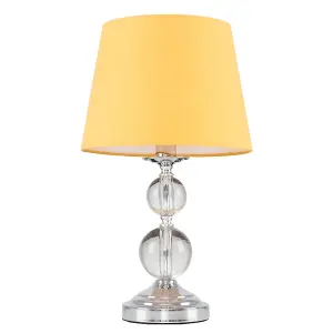 ValueLights Gatto Modern Polished Chrome and Acrylic Ball Touch Table Lamp with Mustard Light Shade