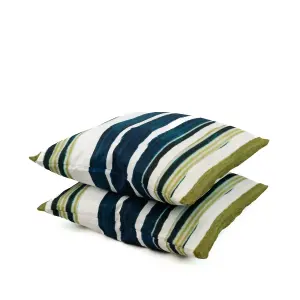 Gardenwize Pair of Outdoor Garden Sofa Chair Furniture Scatter Cushions - Painted Stripe