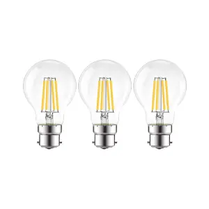 Extrastar 8W LED Filament Light Bulb B22, 2700K, pack of 3