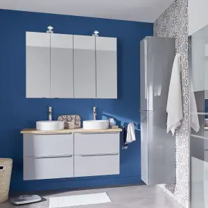 Imandra Tall Matt Mirror effect Double Bathroom Cabinet Mirrored (H)900mm (W)600mm